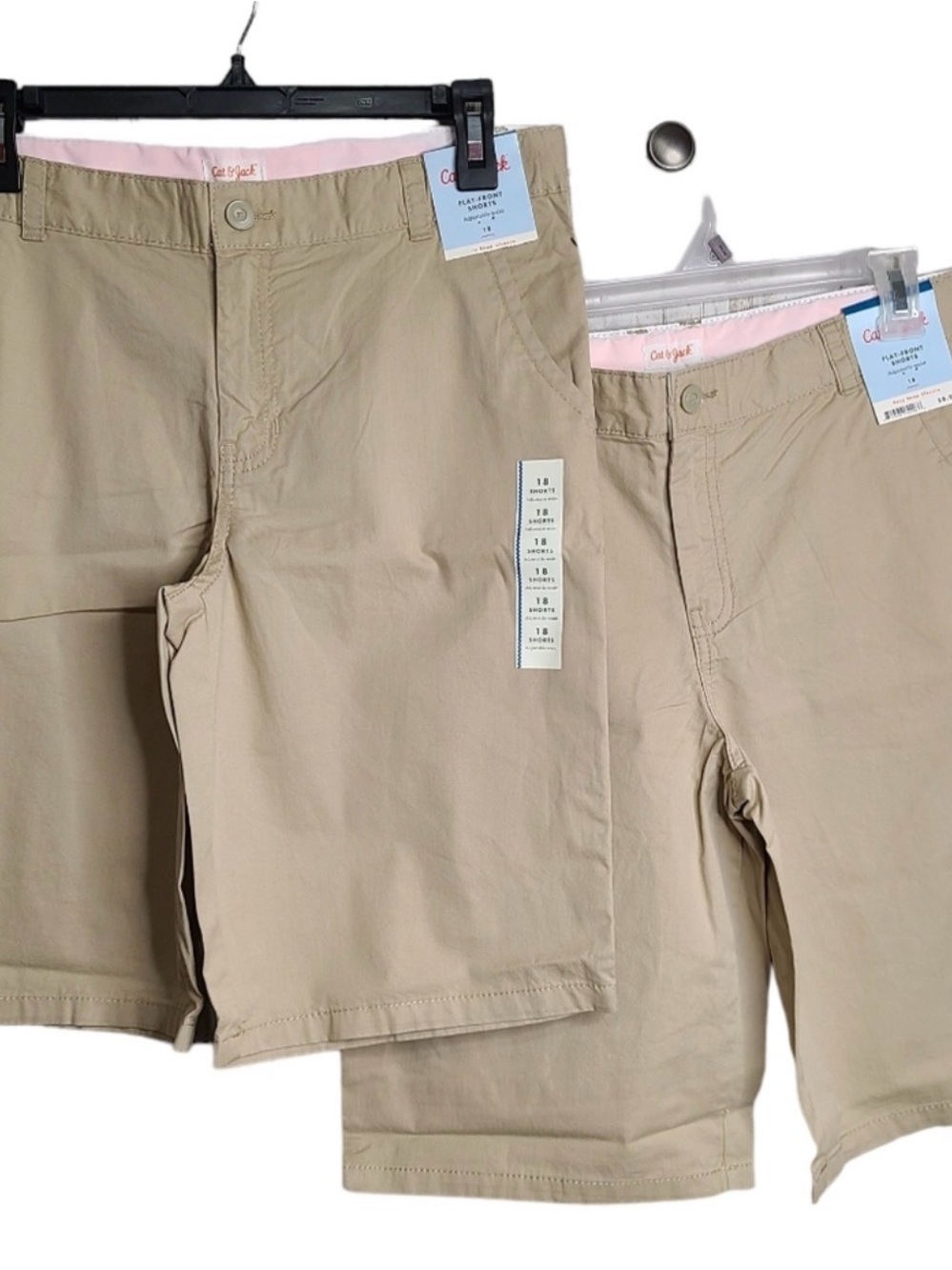 2 Pair Lot - Cat & Jack Boys Khaki Shorts - Classic Fit